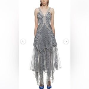 Self-Portrait Black and White Striped High Low Dress